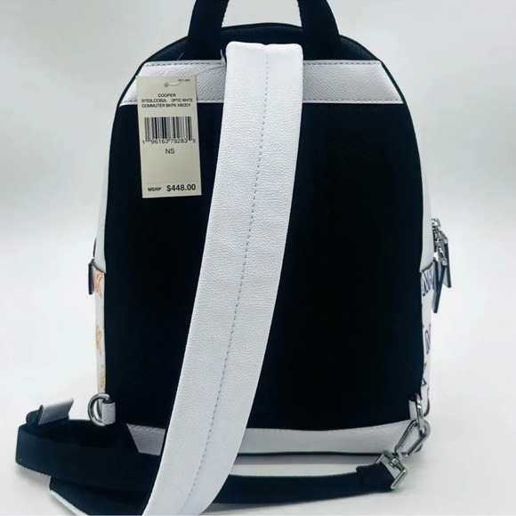 Michael Kors Cooper Commuter Medium Sling Bag Backpack MK Rainbow Optic White - Picture 8 of 14